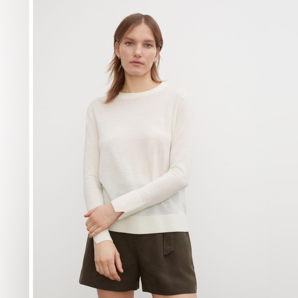 NWT Club Monaco Womens Essential Crewneck Sweater Ivory 100% wool